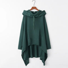 Women Hooded Vest Green Asymmetric Winter Wear