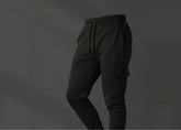 Men's Black Polyester Fleece Slim Fit Trouser