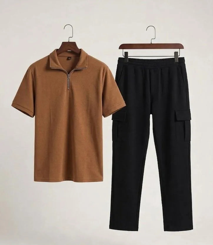 2 Pcs Men's Dri Fit Plain Ziper Track Suit