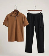2 Pcs Men's Dri Fit Plain Ziper Track Suit