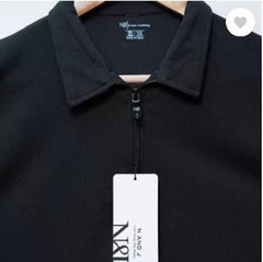Black Cotton Polo Shirt for Men Summer Casual Wear
