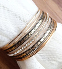 7-Piece Antique Gold Plated Bangles Set for Women