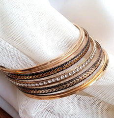 7-Piece Antique Gold Plated Bangles Set for Women