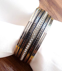 7-Piece Antique Gold Plated Bangles Set for Women