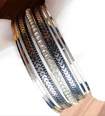 7-Piece Antique Gold Plated Bangles Set for Women