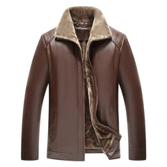 Men Leather Jacket with Fur Lining Black