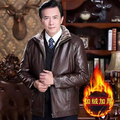 Men Leather Jacket with Fur Lining Black