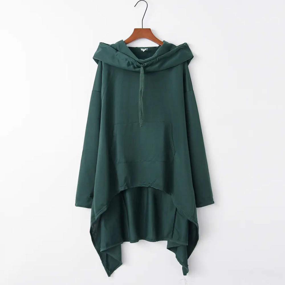 Women Hooded Vest Green Asymmetric Winter Wear