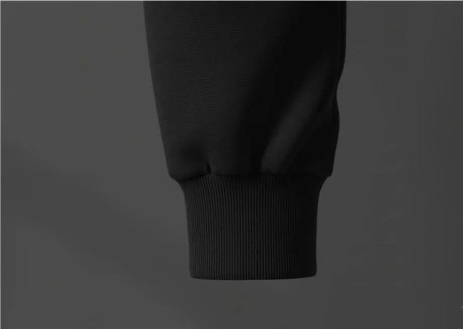 Men's Black Polyester Fleece Slim Fit Trouser