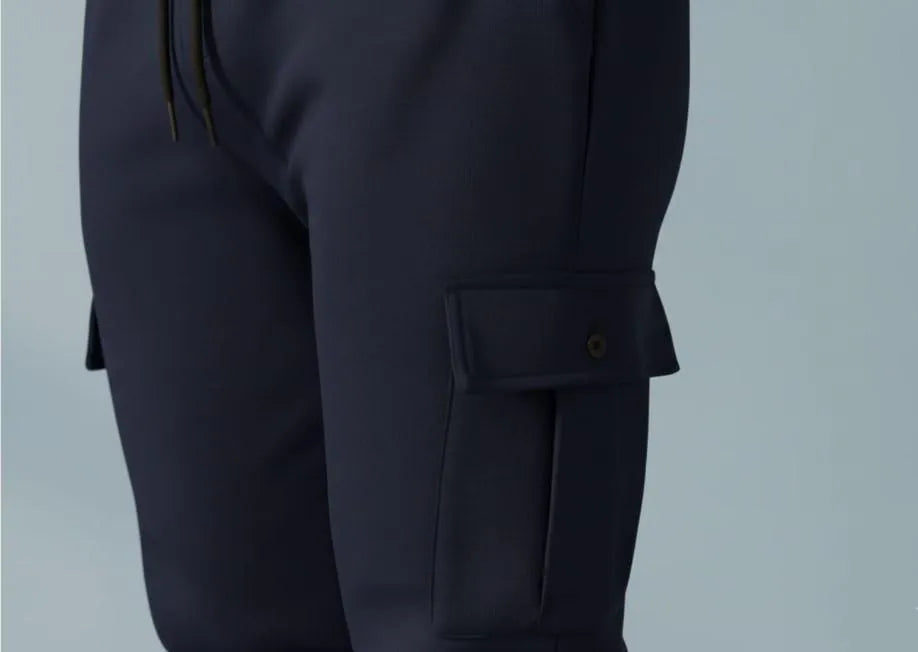 Men's Slim Fit Blue Fleece Trousers Winter Pakistan