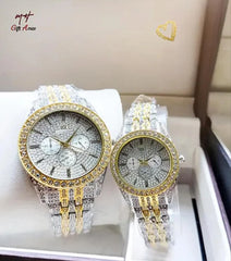 Golden Silver Unisex Couple Watches Stainless Steel Chain Strap