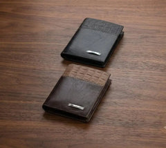 Men's Double Fold Crocodile Design Wallet