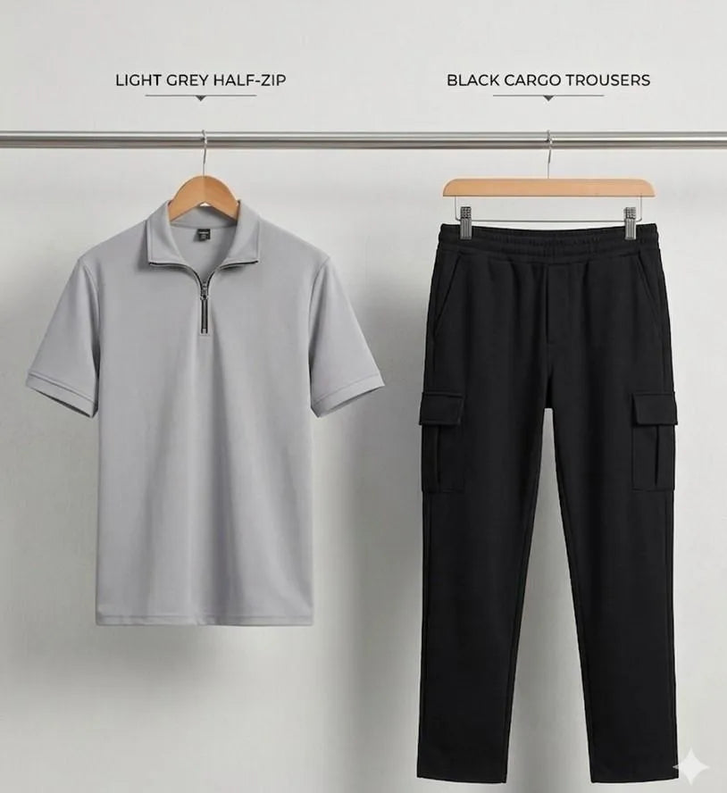 2 Pcs Men's Dri Fit Plain Ziper Track Suit