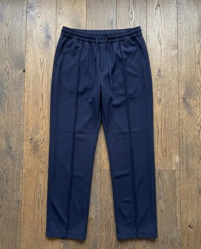 Men Navy Blue Drawstring Track Pants Casual Wear