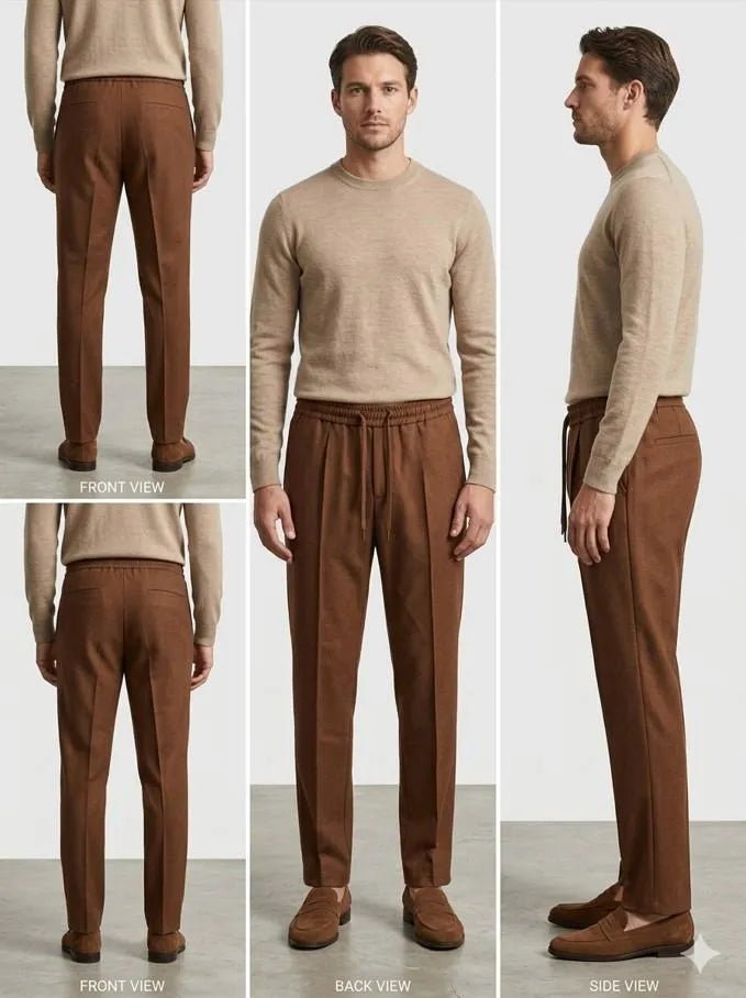 Brown Drawstring Pants for Women, Casual Comfort Wear
