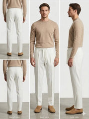 White Loose Fit Pants for Men Casual Wear