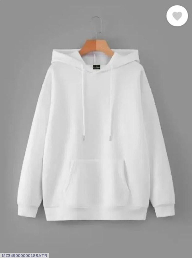 Men's Fleece Hoodie White Kangaroo Pocket Medium to XL