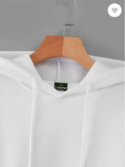 Men's Fleece Hoodie White Kangaroo Pocket Medium to XL