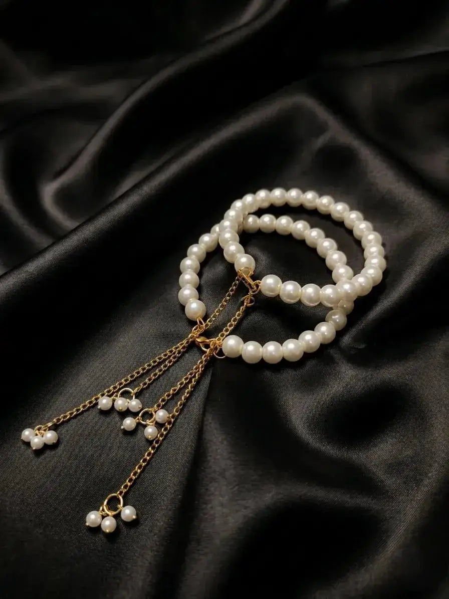 2 Pcs Modern Design Gold Plated Crystal Chain Bracelet