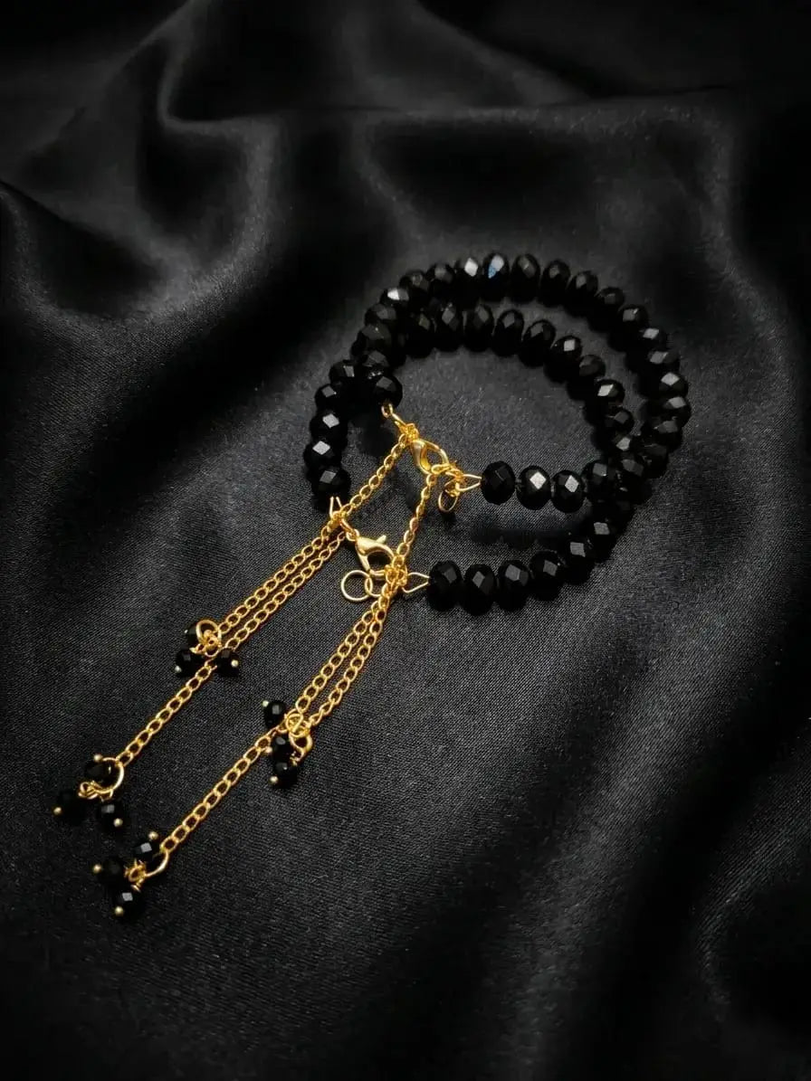 2 Pcs Modern Design Gold Plated Crystal Chain Bracelet
