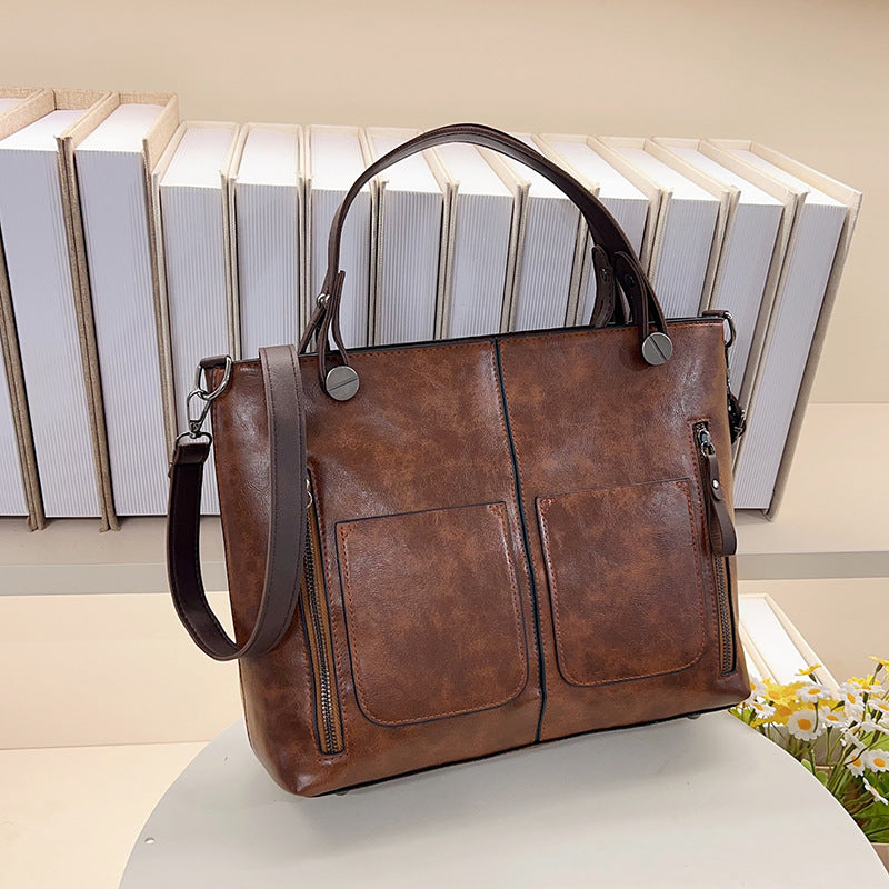 Retro Tote Bag Black Brown Durable Premium