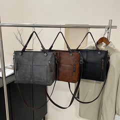 Retro Tote Bag Black Brown Durable Premium