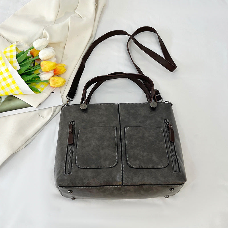 Retro Tote Bag Black Brown Durable Premium