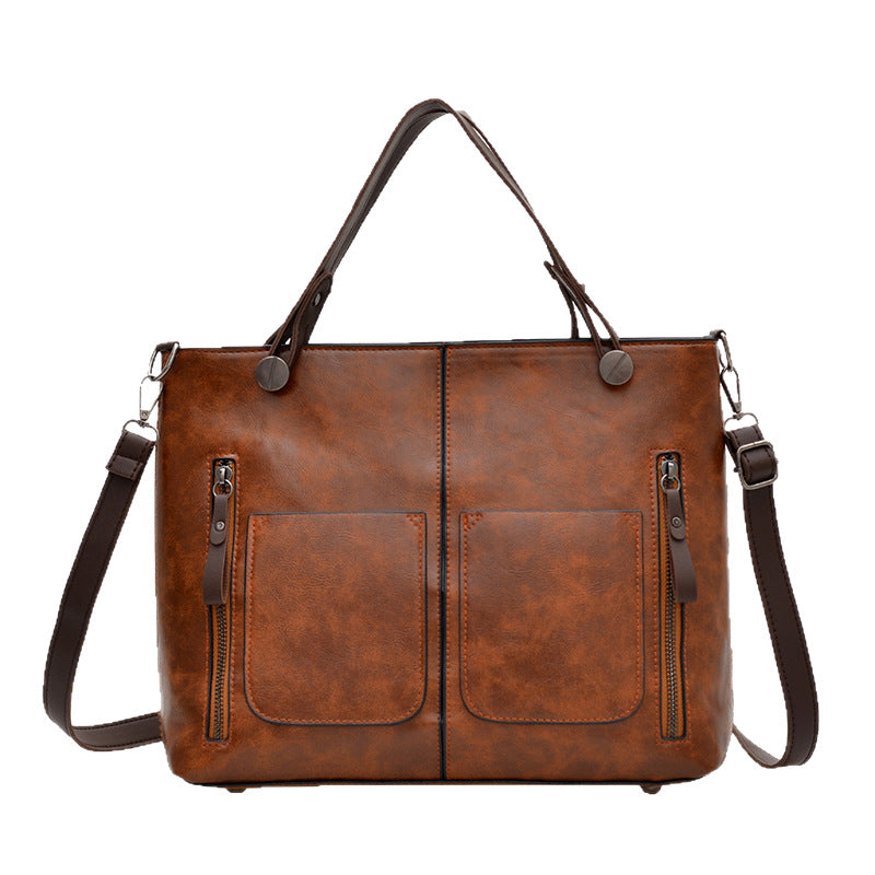 Retro Tote Bag Black Brown Durable Premium